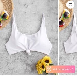 Zaful Knotted Scoop Neck Pull Over Bikini Top